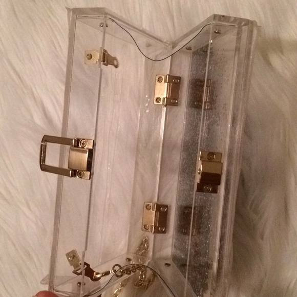 Olivia Miller Clear purple glittery clutch - Picture 4 of 5